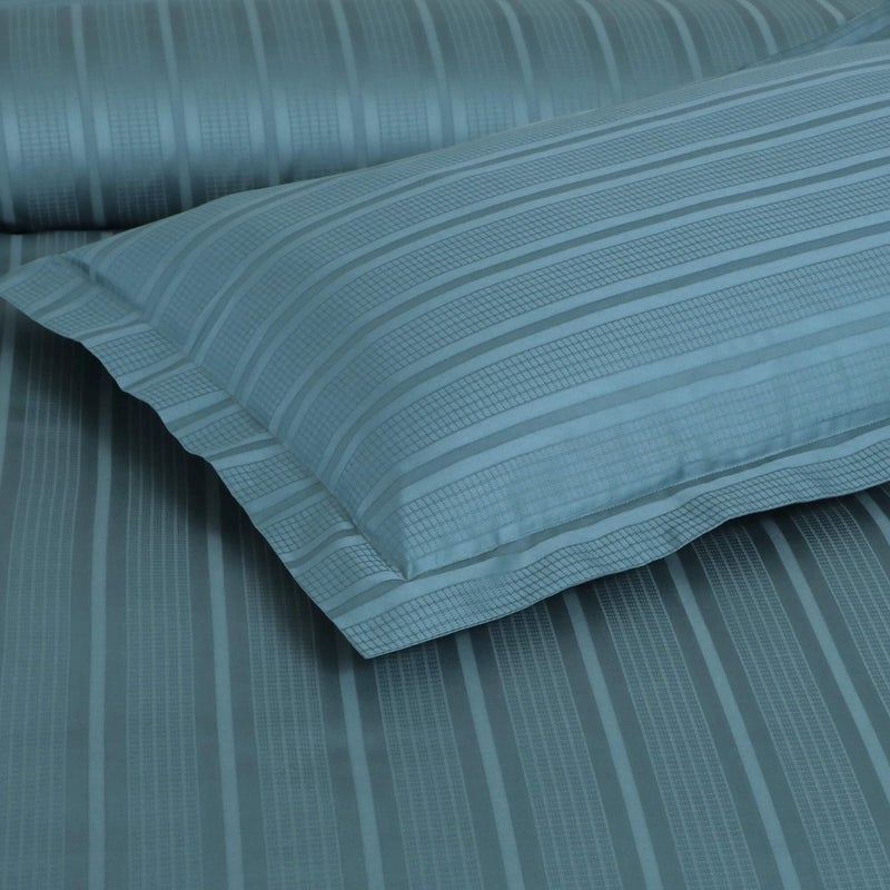 Malako Tuscan Treasure 550 TC 100% Cotton Jacquard Double Bed Duvet Cover with Embroidery - Luxurious and Breathable - 9 Elegant Colour Options (Teal Green) - Image 5