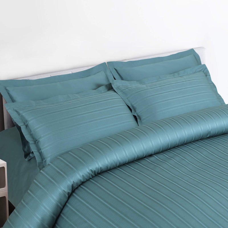 Malako Tuscan Treasure 550 TC 100% Cotton Jacquard Double Bed Duvet Cover with Embroidery - Luxurious and Breathable - 9 Elegant Colour Options (Teal Green) - Image 3