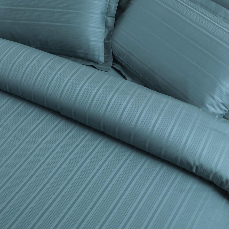 Malako Tuscan Treasure 550 TC 100% Cotton Jacquard Double Bed Duvet Cover with Embroidery - Luxurious and Breathable - 9 Elegant Colour Options (Teal Green) - Image 4