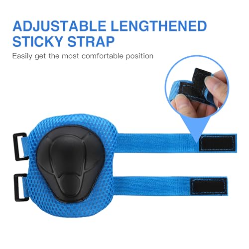 WayEee 6PCS Kids Protective Gear Set, Knee Pads for Kids 3-10 Years Old, Toddler Elbow Pads, Wrist Guards, Skating Cycling Bike Rollerblading Scooter, Upgraded & Durable Material, Boys, Girls,Youth, Blue - Image 5