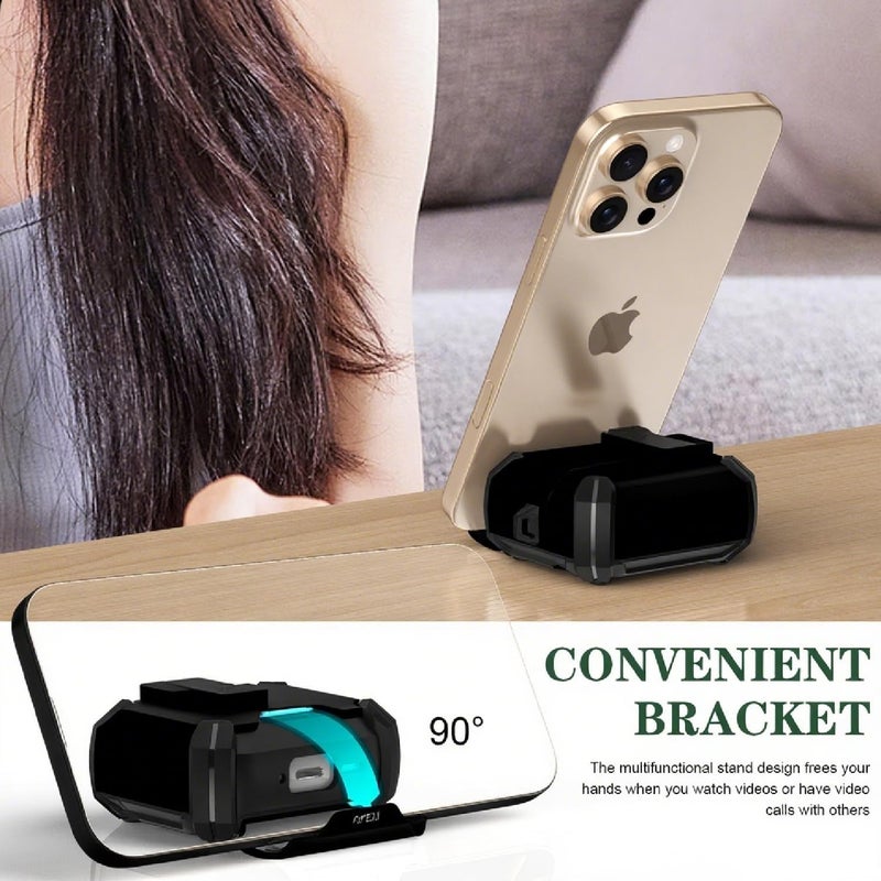 جابي for AirPods 2nd/1st Secure Lock Case Cover with Phone Stand & Cleaning Kit, Compatible with MagSafe, Magnetic Automatic Lock for AirPods Charging Case-White - Image 2
