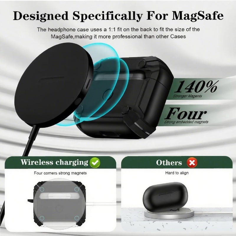 جابي for AirPods 2nd/1st Secure Lock Case Cover with Phone Stand & Cleaning Kit, Compatible with MagSafe, Magnetic Automatic Lock for AirPods Charging Case-White - Image 3