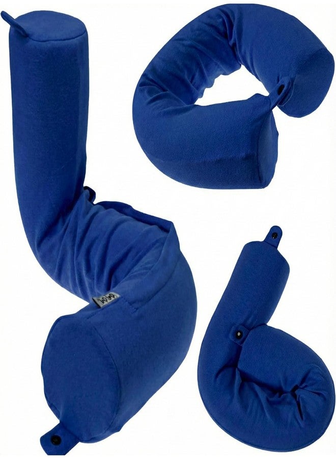 Dot&Dot Dot¨ Twist Memory Foam Travel Pillow for Airplanes - Travel Neck Pillow for Sleeping - Airplane Pillow for Neck Support - Adjustable, Bendable Neck Roll Pillow (Sapphire, One Size) - Image 1