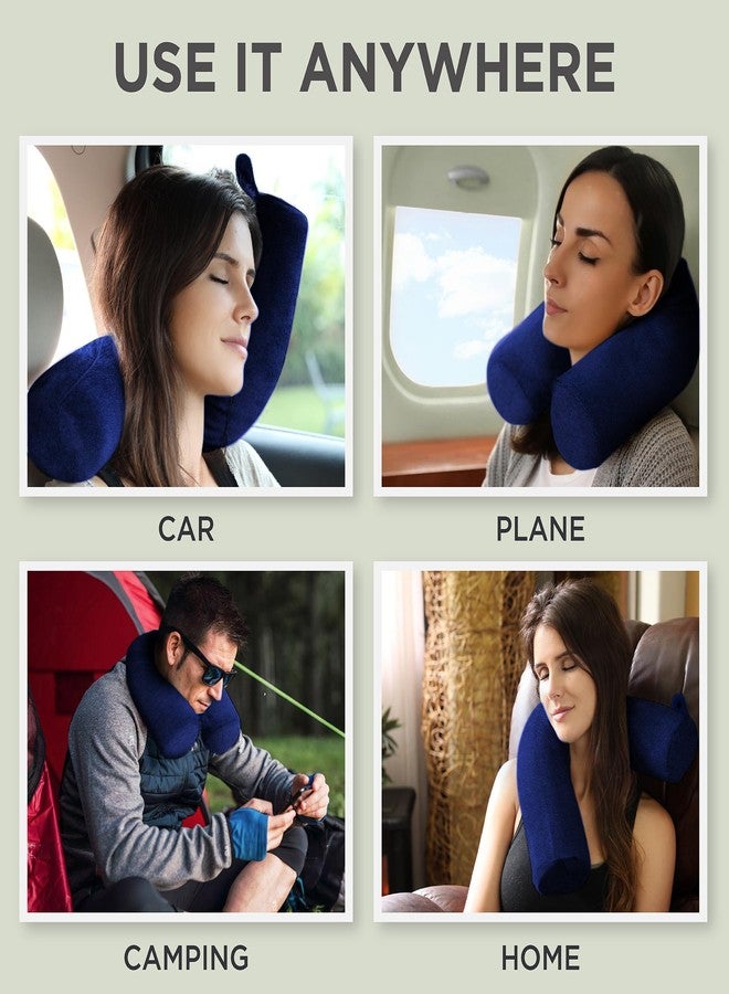 Dot&Dot Dot¨ Twist Memory Foam Travel Pillow for Airplanes - Travel Neck Pillow for Sleeping - Airplane Pillow for Neck Support - Adjustable, Bendable Neck Roll Pillow (Sapphire, One Size) - Image 5