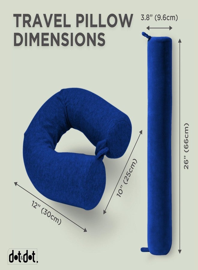 Dot&Dot Dot¨ Twist Memory Foam Travel Pillow for Airplanes - Travel Neck Pillow for Sleeping - Airplane Pillow for Neck Support - Adjustable, Bendable Neck Roll Pillow (Sapphire, One Size) - Image 2