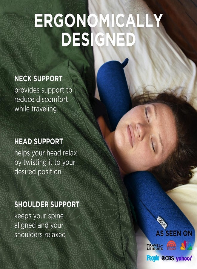 Dot&Dot Dot¨ Twist Memory Foam Travel Pillow for Airplanes - Travel Neck Pillow for Sleeping - Airplane Pillow for Neck Support - Adjustable, Bendable Neck Roll Pillow (Sapphire, One Size) - Image 4