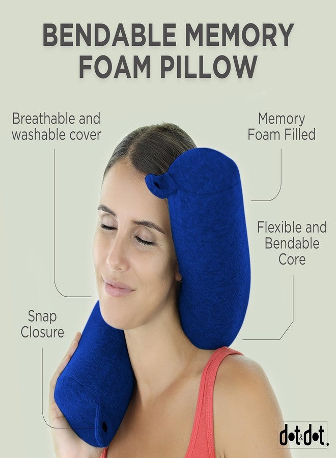 Dot&Dot Dot¨ Twist Memory Foam Travel Pillow for Airplanes - Travel Neck Pillow for Sleeping - Airplane Pillow for Neck Support - Adjustable, Bendable Neck Roll Pillow (Sapphire, One Size) - Image 3
