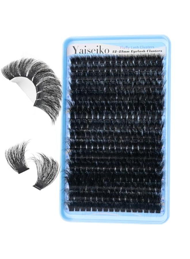 Yaiseiko Fluffy Lash Clusters 260D Thick Eyelash Clusters 1225mm Wispy Individual Mega Volume Lashes D Curl Long Cluster Eyelash Extensions 256Pcs DIY Lash Extension at Home by YaiseikoPlant Fiber - Image 1