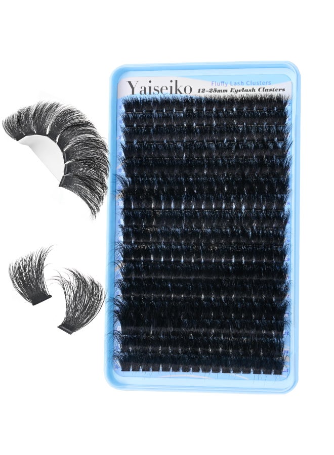 Yaiseiko Fluffy Lash Clusters 260D Thick Eyelash Clusters 1225mm Wispy Individual Mega Volume Lashes D Curl Long Cluster Eyelash Extensions 256Pcs DIY Lash Extension at Home by YaiseikoPlant Fiber - Image 2