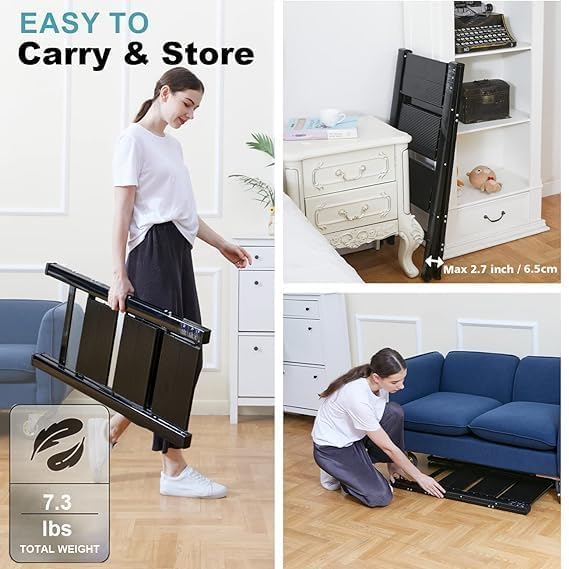 Kiesh 3 Step Ladder Folding Step Stool with Wide AntiSlip Pedal Aluminum Portable Lightweight Ladder for Home Kitchen and Office Use 200kg Capacity Black - Image 2