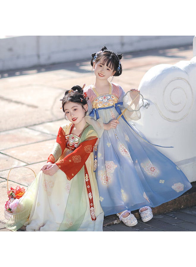 Flag Platinum Qibohanfu Girls' Spring New Chinese-style Children's Ancient-style Ethereal Costume, Chang'an Dream , 120 - Image 1