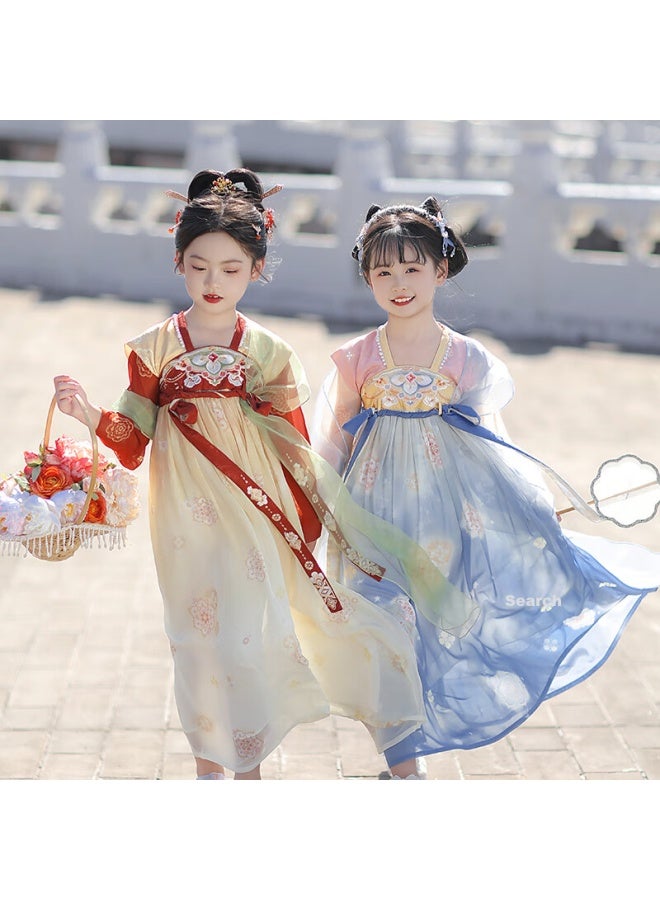Flag Platinum Qibohanfu Girls' Spring New Chinese-style Children's Ancient-style Ethereal Costume, Chang'an Dream , 120 - Image 4
