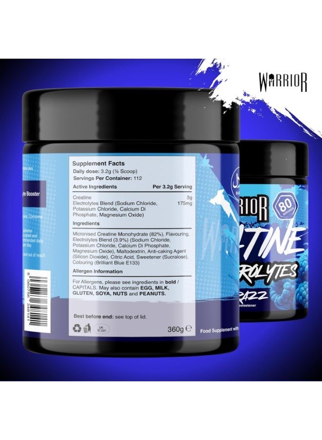 Warrior Creatine Plus Electrolytes Powder Blue Razz - 360g - Image 3