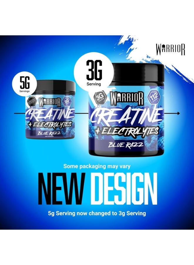 Warrior Creatine Plus Electrolytes Powder Blue Razz - 360g - Image 4