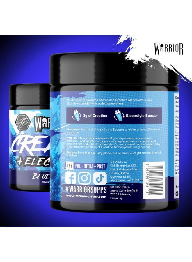 Warrior Creatine Plus Electrolytes Powder Blue Razz - 360g - Image 2