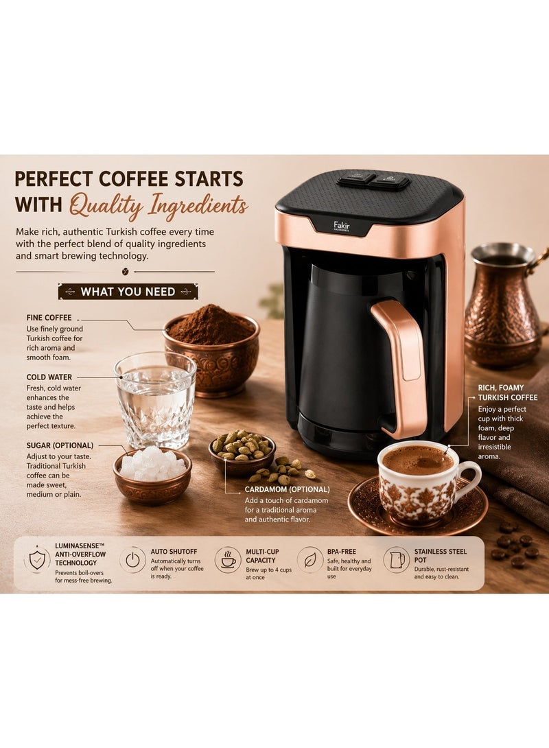 Fakir Turkish Coffee Maker 535W - Automatic Arabic Mocha Coffee & Milk Warmer with Pot, Multi-Cup Capacity, Auto Shutoff, Overheat Protection & Easy Cleaning for Home, Office & Gatherings - Image 3