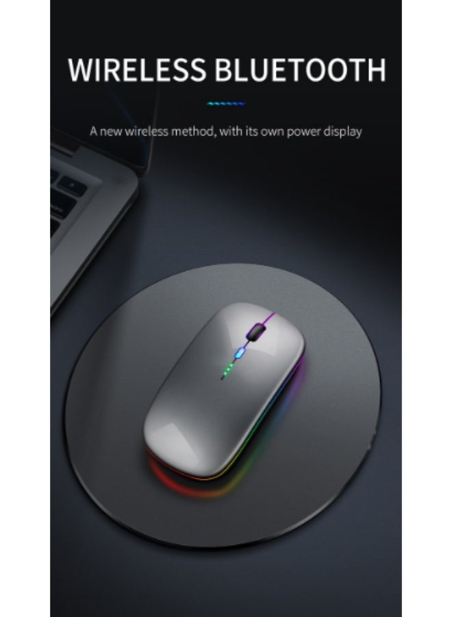 Wireless Bluetooth Mouse, Bluetooth  + 2.4GHz USB Wireless Receiver, Type-C Rechargeable Silent Bluetooth Wireless Mouse for PCs, Laptops, Tablets, Cell Phones, 3 Preset Adjustable DPI with RGB Lights - Image 2