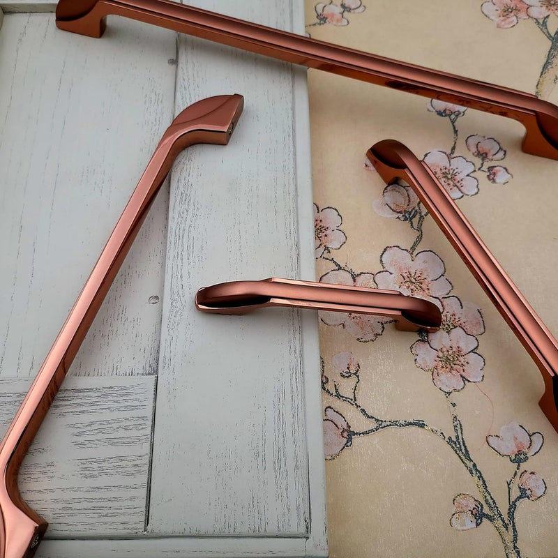 ABVIN ABVIN Premium Slim Rose Gold Copper Handles Modern Gold Cabinet Hardware Furniture Pulls for Doors Cabinets Cupboards Drawers 1 pcs 96 mm 4 inch  - Image 1