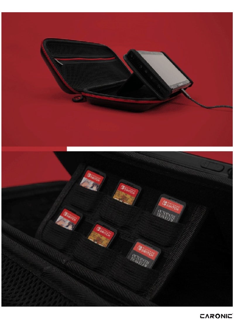 CARONIC Switch Carrying Case Compatible With Nintendo Switch And Oled High Capacity Travel Console And Accessories - Image 4