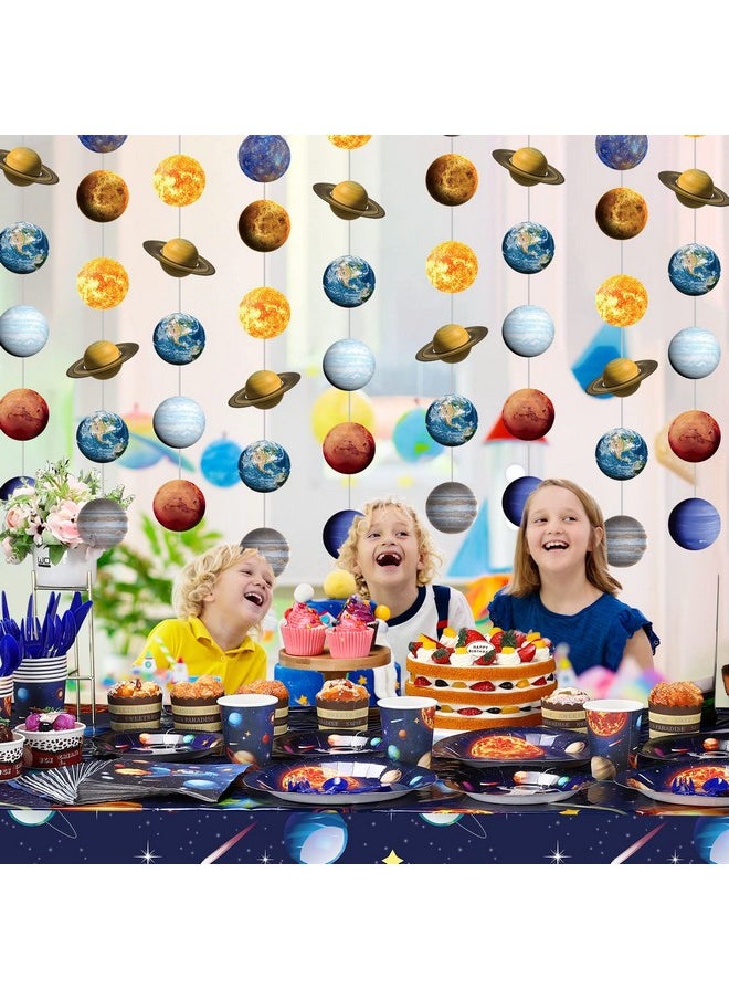 Cindeer - 8 Pieces Space Hanging Decorations Solar System Planets Paper Garlands Outer Space Party Streamers Banner For Boys Girls Kids Space Themed Birthday Party Ceiling Wall Door Decor Supplies - Image 1