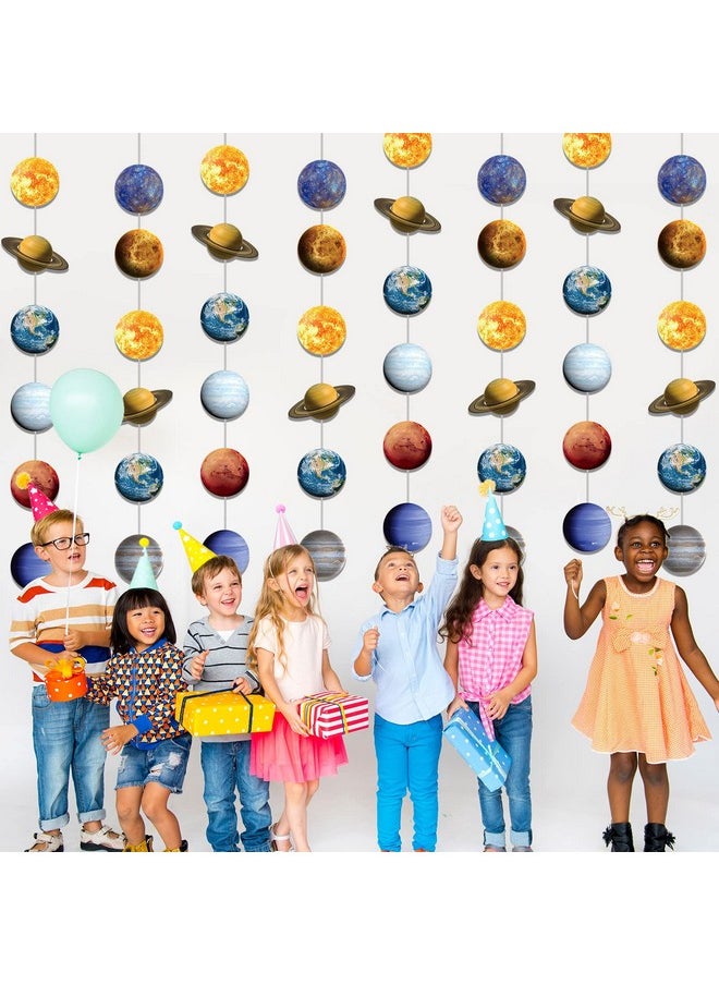 Cindeer - 8 Pieces Space Hanging Decorations Solar System Planets Paper Garlands Outer Space Party Streamers Banner For Boys Girls Kids Space Themed Birthday Party Ceiling Wall Door Decor Supplies - Image 1