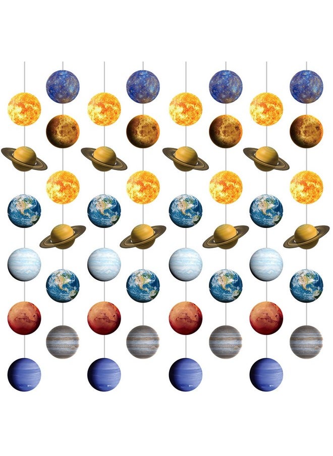 Cindeer - 8 Pieces Space Hanging Decorations Solar System Planets Paper Garlands Outer Space Party Streamers Banner For Boys Girls Kids Space Themed Birthday Party Ceiling Wall Door Decor Supplies - Image 1