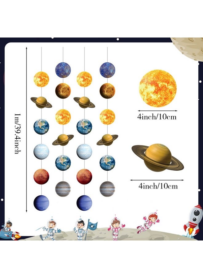 Cindeer - 8 Pieces Space Hanging Decorations Solar System Planets Paper Garlands Outer Space Party Streamers Banner For Boys Girls Kids Space Themed Birthday Party Ceiling Wall Door Decor Supplies - Image 1