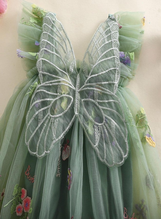 RWYBEIW Toddler Baby Girl Halloween Costumes Fairy Butterfly Wings Sleeveless Princess Romper Dress First Birthday Outfit (Green, 3-6 Months) - Image 5