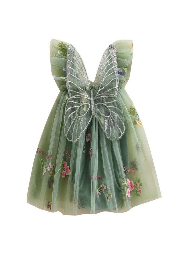 RWYBEIW Toddler Baby Girl Halloween Costumes Fairy Butterfly Wings Sleeveless Princess Romper Dress First Birthday Outfit (Green, 3-6 Months) - Image 1