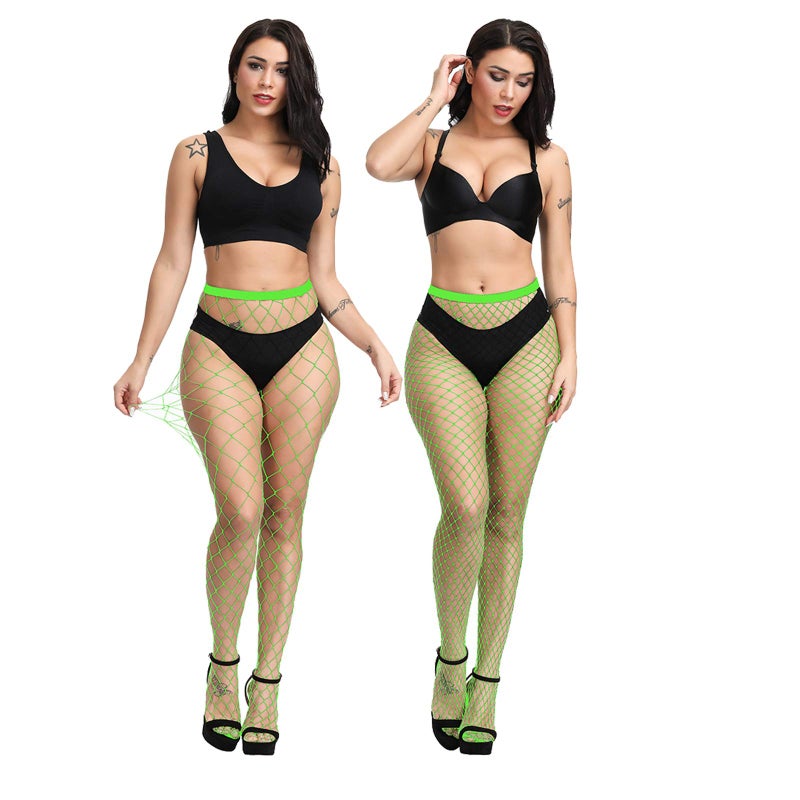 EVERSWE High Waist Fishnet Tights, Thigh High Suspender Stockings (NG-LM, SM) - Image 2