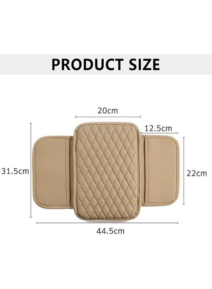 Car Center Console Cover, Leather Armrest Box Pad with 2 Storage Pockets, Memory Cotton Vehicle Armrest Support Pad,Universal Suitable for Most Vehicles, SUVs, Trucks, RVs - Image 2
