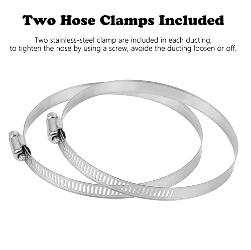 Teqooza 4 Inch 5 Feet Air Ducting, Flexible 1.5m Length Aluminum Dryer Vent Hose Kit for HVAC Ventilation with 2 Clamps, Black - Image 4