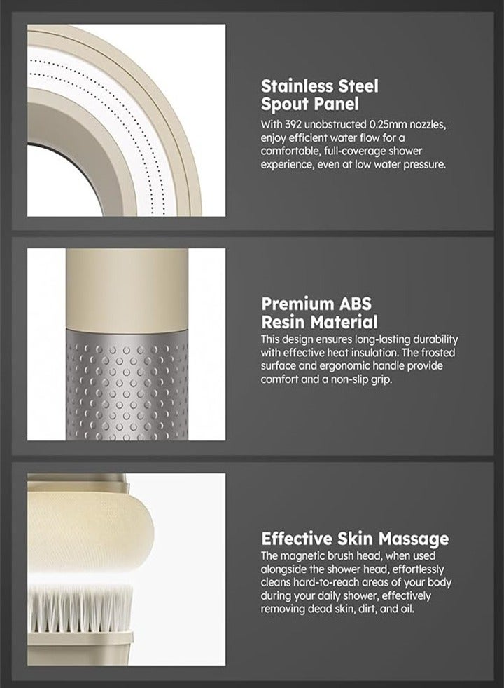 Handheld filter shower head removes chlorine, suitable for spa experience, dry skin and hair care, with two brush heads  - Image 3