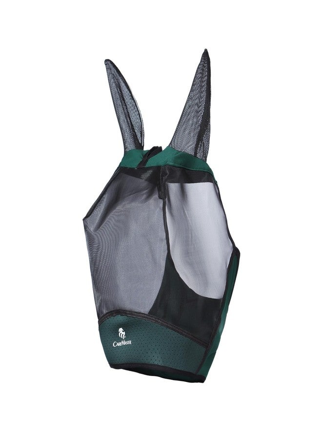 CareMaster Horse Fly Mask Large Space Breathable UV Protection Equine Mask with Reflective Features on Ears Hunter Green L - Image 2