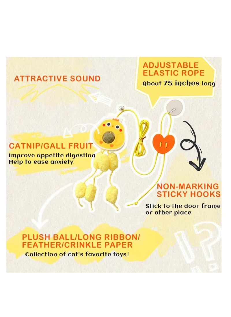 SYOSI Hanging Cat Toy with Catnip Balls/Silvervine Gall Fruit for Teeth Cleaning, 4PCS Self-Play Retractable Cat Teaser Toy, Interactive Cat Toy for Indoor Cats…  - Image 3
