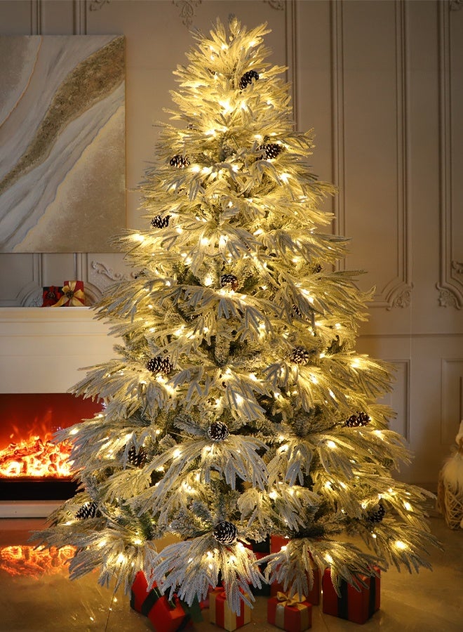 TAPIT LED Artificial Christmas Tree Snow Flocked Christmas Trees Full Xmas Tree with PVC Branch Tips and Foldable Metal Stand for Home Office Holiday Party Decorations Glowing Christmas Tree - Image 1