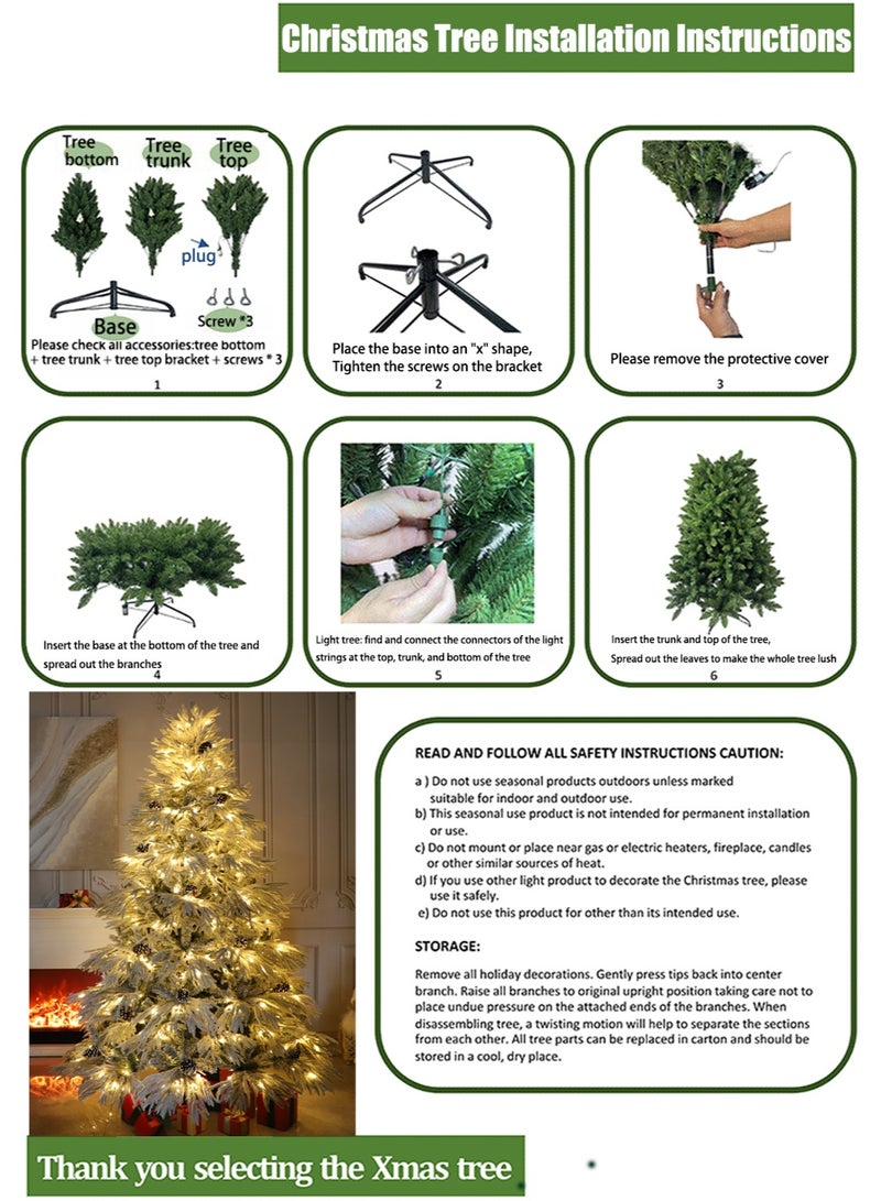 TAPIT LED Artificial Christmas Tree Snow Flocked Christmas Trees Full Xmas Tree with PVC Branch Tips and Foldable Metal Stand for Home Office Holiday Party Decorations Glowing Christmas Tree - Image 5