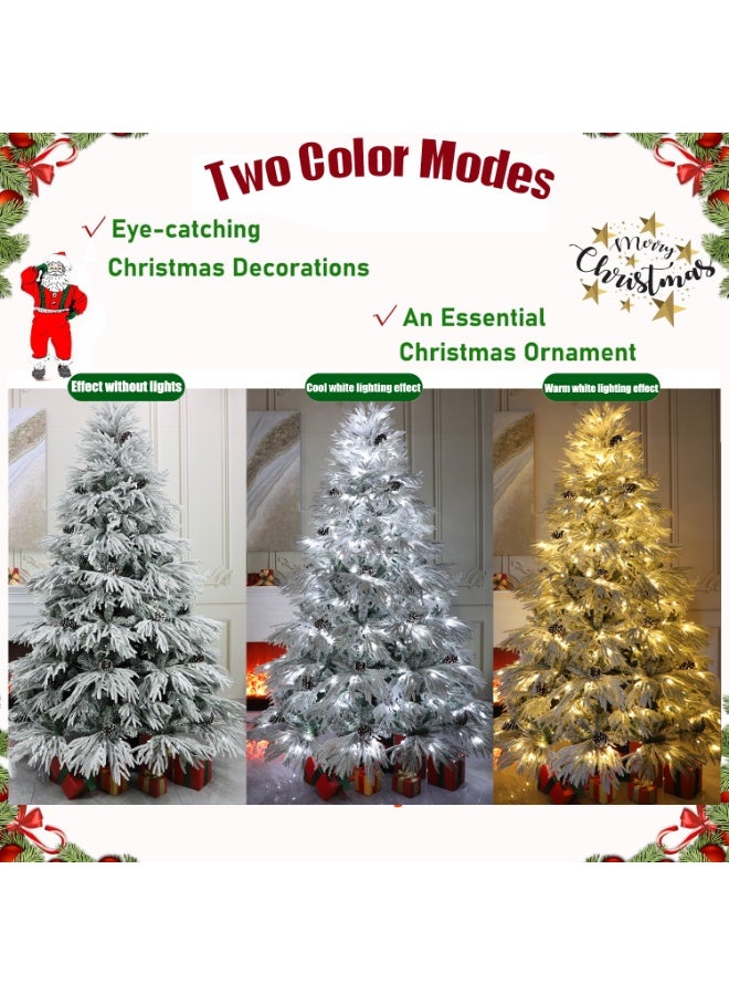 TAPIT LED Artificial Christmas Tree Snow Flocked Christmas Trees Full Xmas Tree with PVC Branch Tips and Foldable Metal Stand for Home Office Holiday Party Decorations Glowing Christmas Tree - Image 2