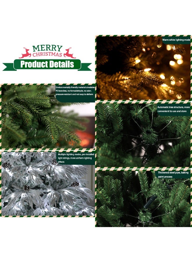 TAPIT LED Artificial Christmas Tree Snow Flocked Christmas Trees Full Xmas Tree with PVC Branch Tips and Foldable Metal Stand for Home Office Holiday Party Decorations Glowing Christmas Tree - Image 4