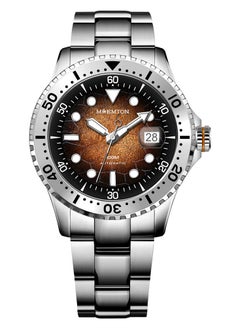 MOEMTON German brand Ocean series men's diving automatic mechanical watch Rotating dial with date display Black and orange gradient dial Sapphire crystal Stainless steel case and bracelet 100 meters waterproof M137.BSSA01