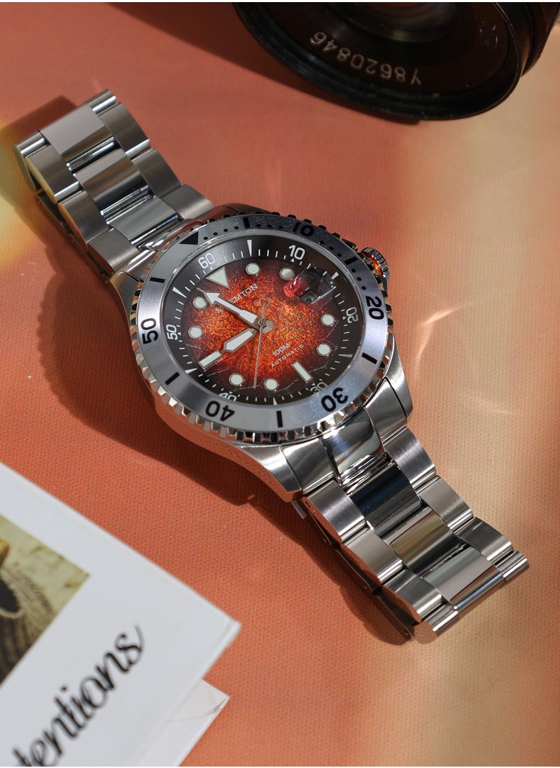 MOEMTON - MOEMTON German brand Ocean series men's diving automatic mechanical watch Rotating dial with date display Black and orange gradient dial Sapphire crystal Stainless steel case and bracelet 100 meters waterproof M137.BSSA01 - Image 1