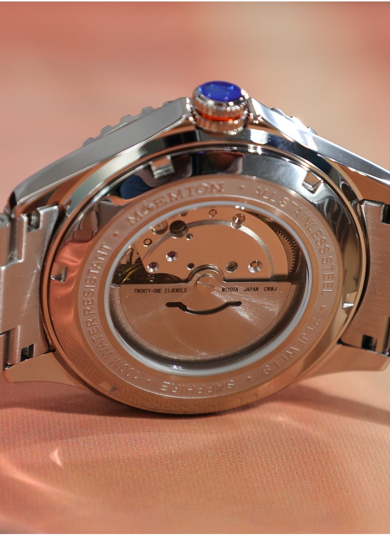 MOEMTON - MOEMTON German brand Ocean series men's diving automatic mechanical watch Rotating dial with date display Black and orange gradient dial Sapphire crystal Stainless steel case and bracelet 100 meters waterproof M137.BSSA01 - Image 1