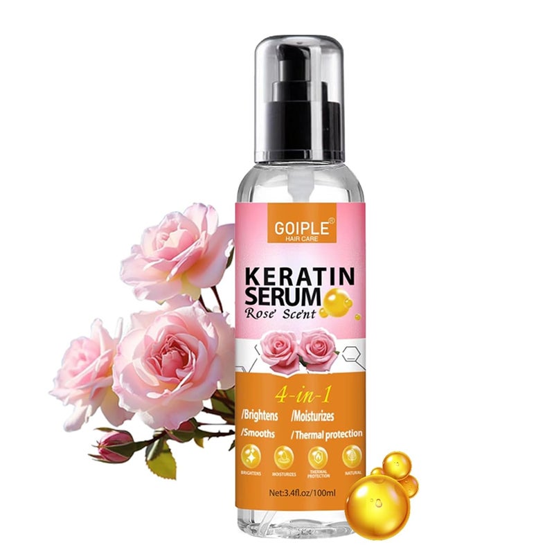 Keratin Protein Hair Serum Keratin Styling  Moisturizing Oil  Anti Frizz Control Nourishes  Repair Keratin Serum Oil for Dry Damaged Hair Heat Protectant Serum for Shine Prevent Hair Burns Rose