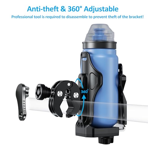 iMESTOU Motorcycle Cup Holder, ATV Water Bottle Mount Compatible with 50-90mm Dia. Cups Drinking Bottles, Anti-Theft, Fits for 12mm-45mm Handlebars on Bike Scooter Stroller Golf Cart Wheelchair... - Image 4