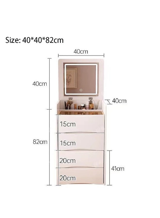 طقم خزانة ملابس ومقعد لغرفة النوم، منضدة تزيين بيضاء مع خزانة مرآة مزودة بإضاءة LED، منضدة تزيين مع أدراج ورفوف - Image 2