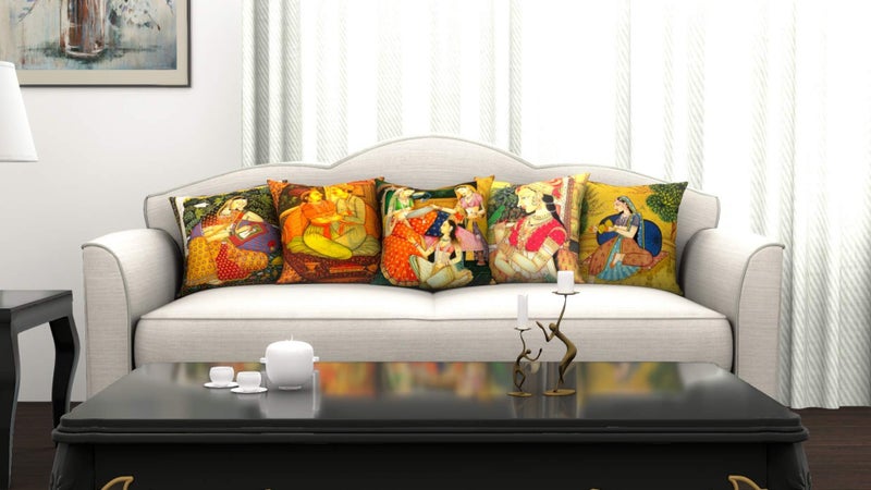 AEROHAVEN™ Set of 5 Jute Traditional Throw/Pillow Cushion Covers - CC-113 (24 x 24 Inches, Multicolor) - Image 4