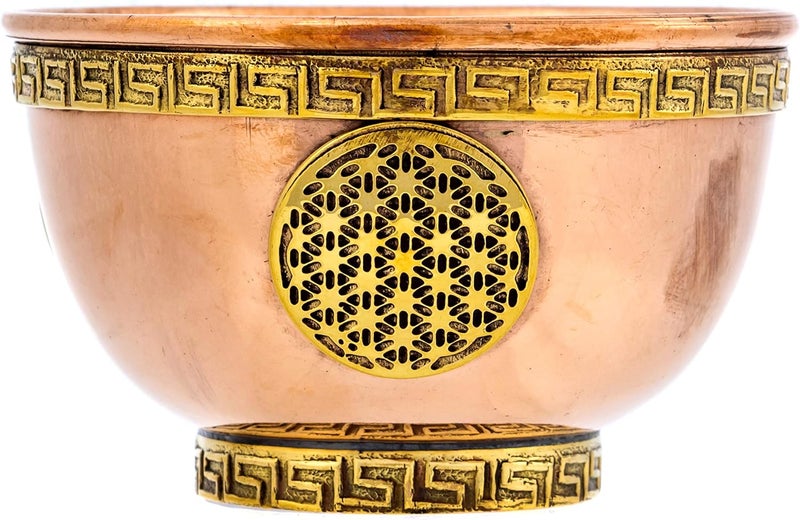 Alternative Imagination Flower of Life Copper Bowl - Offering Bowl for Ritual Use, Altar Table, Incense Holder, Home Decor - 3 Inches Wide - Image 4