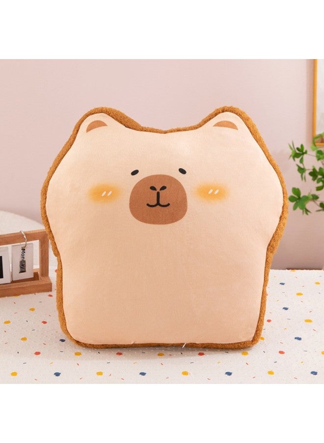 2024 Toast Bread Plush Pillow Doll Pillow Dormitory Warm Hand Floating Window Cartoon Gift Wholesale-Specifications:45*45-Color:Bread Bear Pillow - Image 1