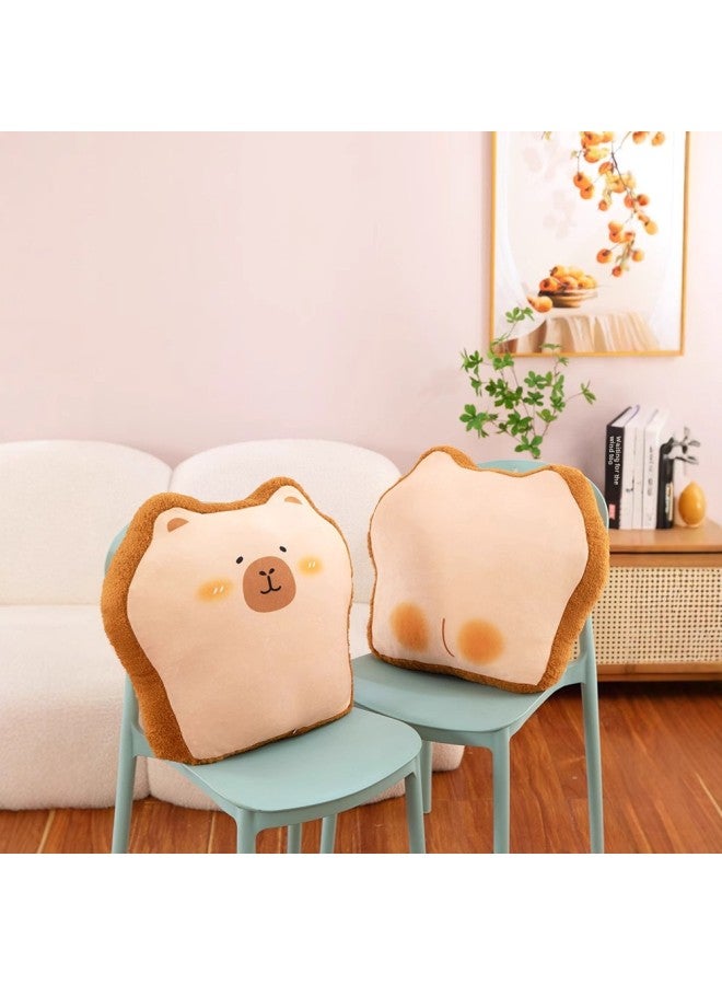 2024 Toast Bread Plush Pillow Doll Pillow Dormitory Warm Hand Floating Window Cartoon Gift Wholesale-Specifications:45*45-Color:Bread Bear Pillow - Image 4