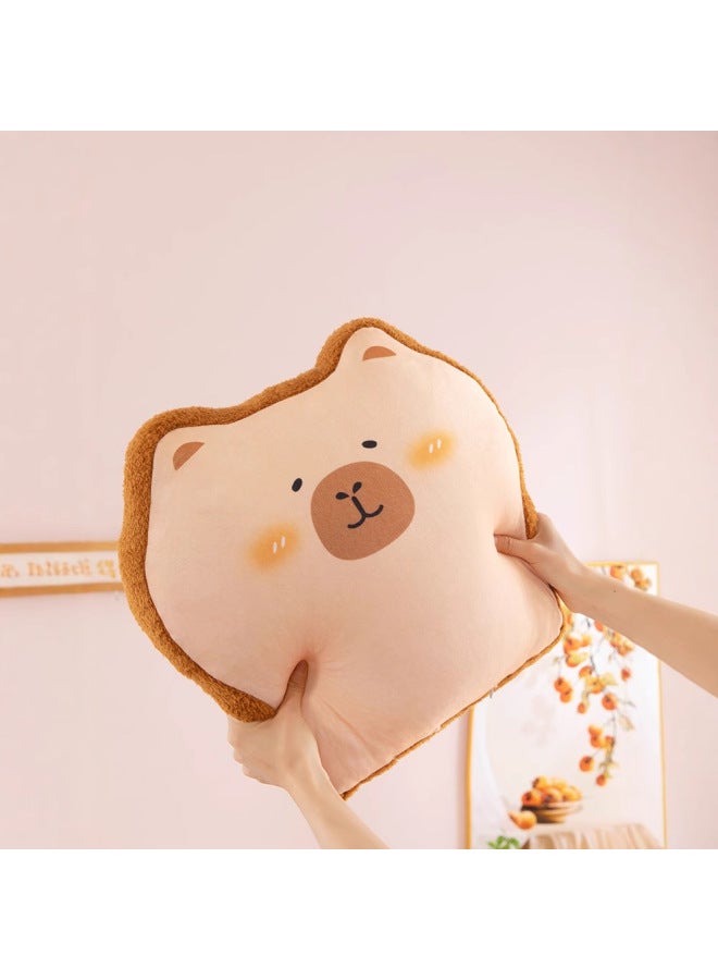 2024 Toast Bread Plush Pillow Doll Pillow Dormitory Warm Hand Floating Window Cartoon Gift Wholesale-Specifications:45*45-Color:Bread Bear Pillow - Image 5